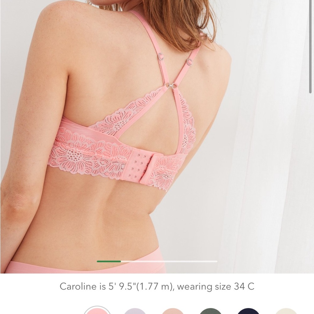 aerie sunny full coverage lightly lined bloom lace trimmer bra in hot pink 34a
